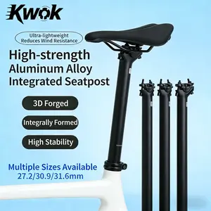 Kwok Bicycle Seat Tube Aluminum Alloy Dual Nail High Strength 3D Forging One Piece Seatpost, Durable Cycling Saddle