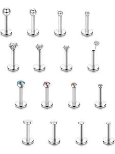 16 Pieces 16g 18g 20g Stainless Steel Piercing Lip Labret Rings Tragus Helix Piercing for Nose Monroe Piercing Jewelry for Women 6mm 8mm, Stainless Steel
