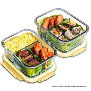 Heat-Resistant Glass Lunch Box, High Borosilicate Glass Bowl, Microwave Safe, Student and Office Use, Bento Box, Food Storage Container, Microwavable Bento Box