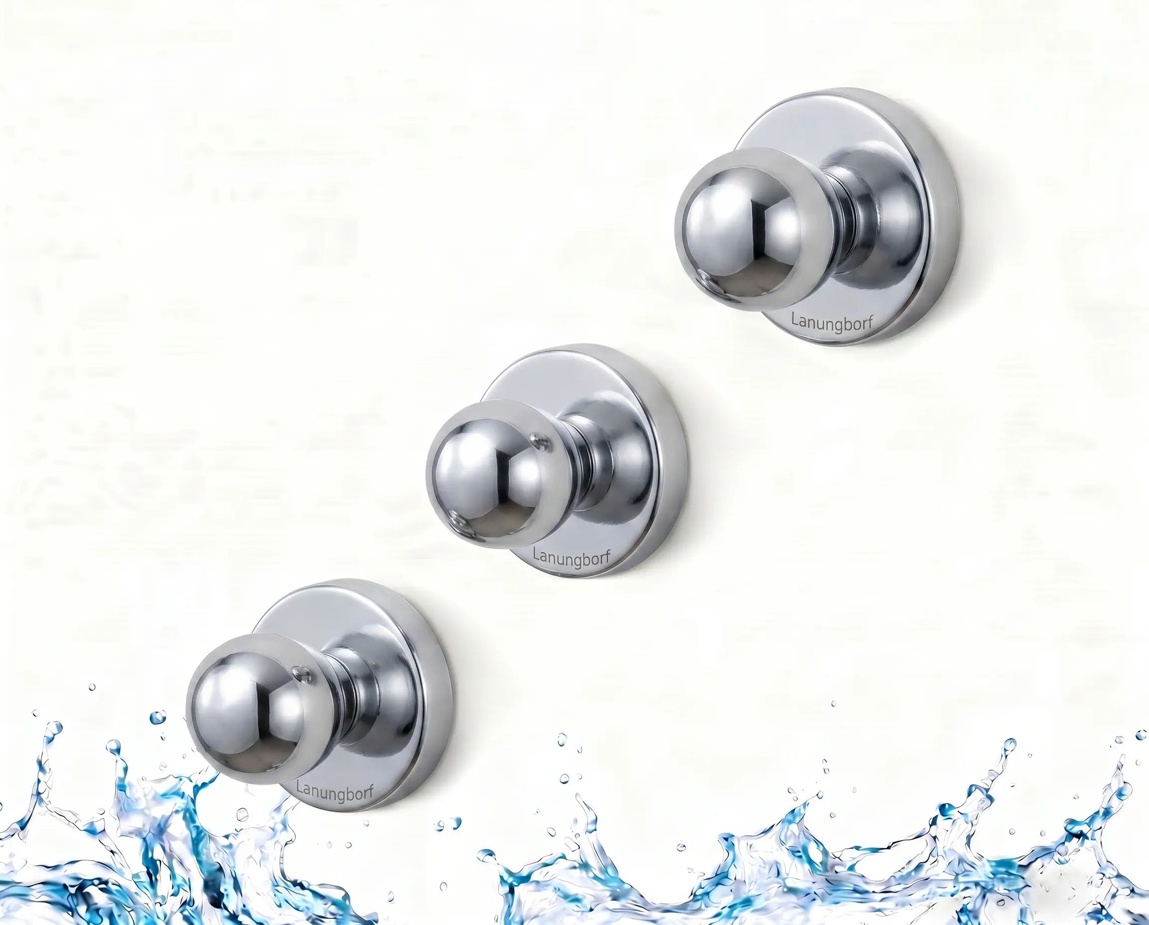 Anti-Rust Chrome Suction Cup Hanging Hooks - Stainless Steel, Elegant Olive Bead Design, No-Drill Heavy-Duty Hooks for Bathroom Glass Doors