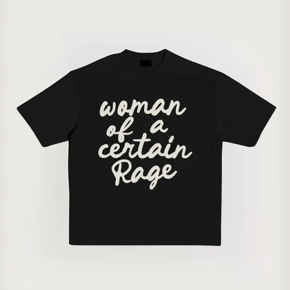 Men's Relaxed Fit Stretch Fabric Oversize Breathable Light Cotton Round Neck Short-Sleeve Menswear Top - "Woman Of A Certain Rage" Funny Graphic Casual Everyday Clothes