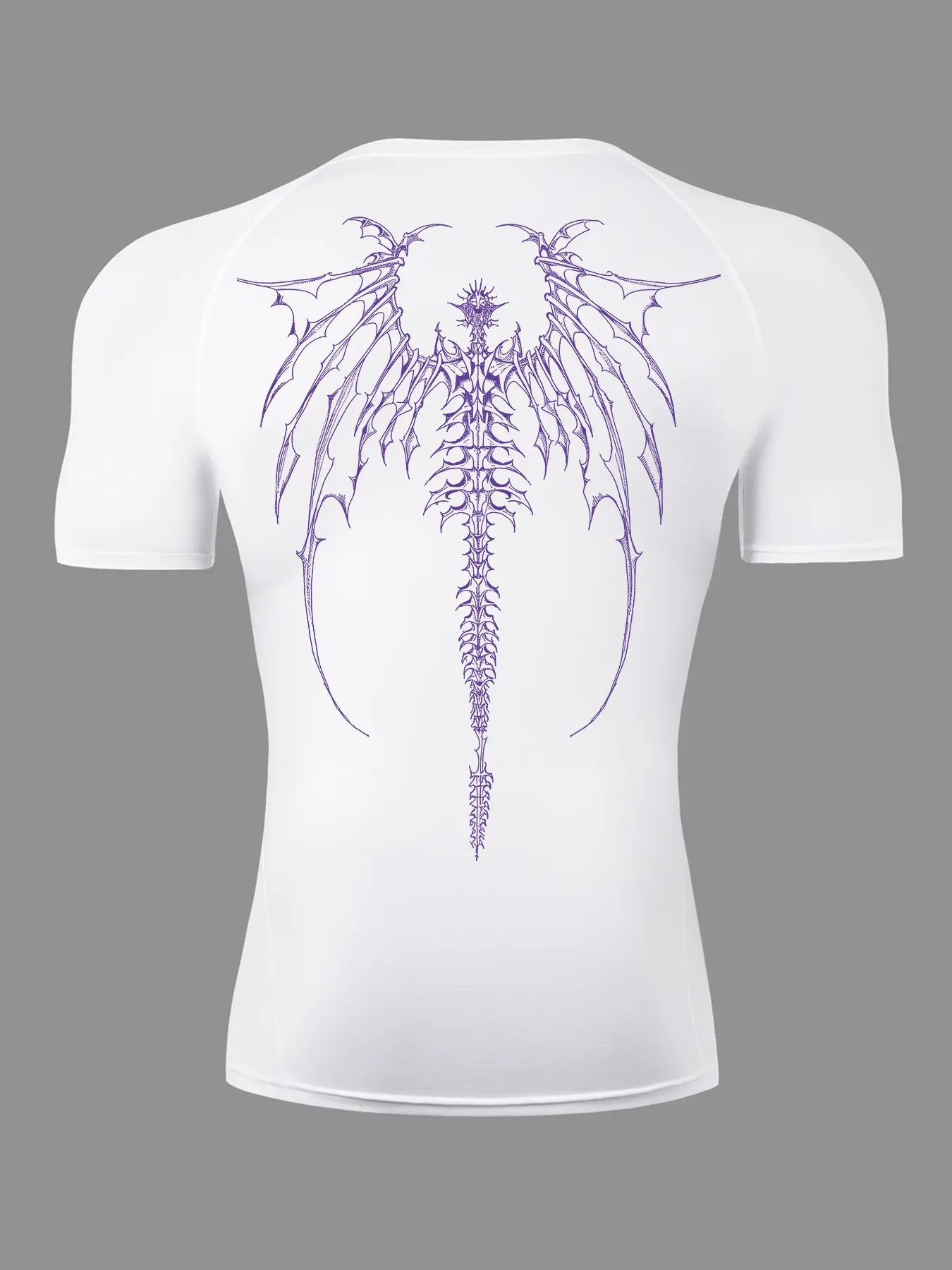 Skeleton Wings Print Short Sleeve Compression Shirt for Men, Gym Workout Running Tight-Fitting Sporty Tees, Summer Quick-Dry Breathable Round Neck T-Shirt Tops, Activewear Sportswear