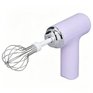 Electric Egg Beater, Handheld Milk Frother Wand for Butter, Whisk with 2 Heads 3 Speeds, for Whipping Cream (Purple/White)