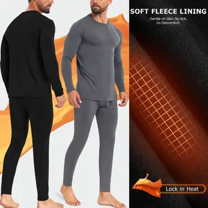 Men L-4XL Size Fleece Lined Warm Thermal Underwear Set,Men Long Johns Men Long Sleeves Top Bottom Base Layer Winter Menswear Home Outdoor Skiing Sports Thermal Underwear Set Soft Breathable Skiwear