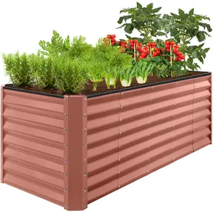 Best Choice Products 8x2x2ft Outdoor Metal Raised Garden Bed, Planter Box for Vegetables, Flowers, Herbs