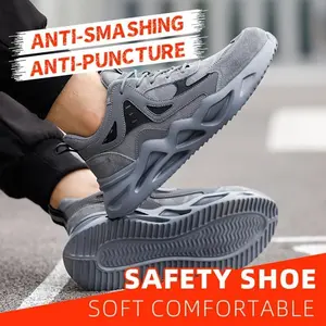 [Puncture Proof Work Shoes] Lightweight Breathable Steel Toe Work Shoes |   Puncture Proof Anti-skid Outdoor Industrial Construction Sneakers Wear-resistant Lace Up Safety Shoes