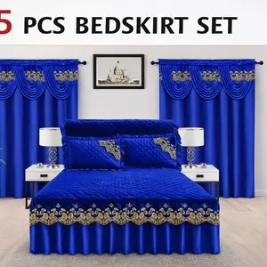 King 5-Piece Bed Skirt Set, 100% Polyester, Durable Bedding Skirting Set