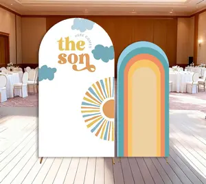 15-day Delivery Here Comes the Son Arch Backdrop Cover Baby Shower Party Sun Retro Groovy Sunshine