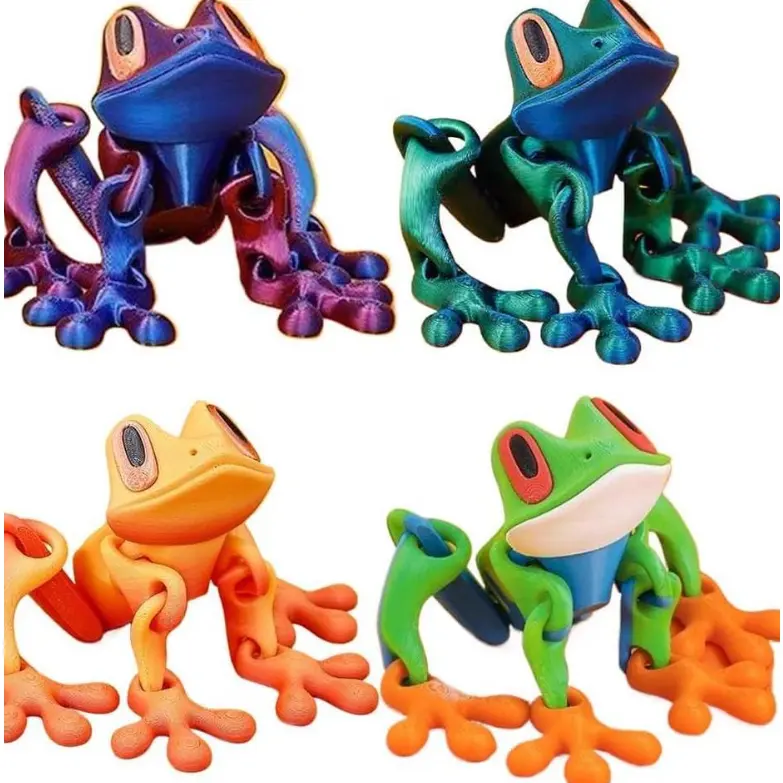 4pcs 3D-Printed Metal Magnetic Frog Fridge Magnet Set, Novelty Animal Decor for Kitchen, Home Office Whiteboard