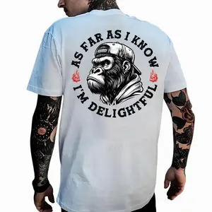 Monkeysober 100% Cotton Men's Suitable For All Seasons As Far As I Know I'm Delightful Funny Monkey T-shirt