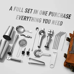 Professional 25-Piece mixology Bartender kit with Portable Travel Kit Bag