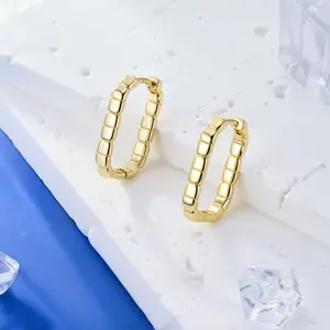 ALEXCRAFT Bamboo-Inspired Rectangular Hoop Earrings for Women | Gold & Silver, Hypoallergenic, Perfect for Daily Layering