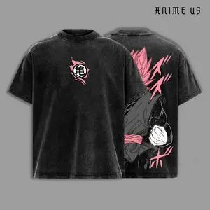 Pink Warrior Rose Saiyan Anime Shirt Vintage Washed Oversized Tee Pink Energy Aura Warrior Graphic Streetwear Heavy Cotton T Shirt Manga Fans Gift Unisex