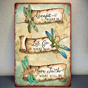 [Cafe Ambiance] Room Decor Vintage Dragonfly Metal Tin Sign, Inspirational Quotes Wall Art, Rustic Iron Farm Outdoor Bathroom Restaurant Cafe Bar Club Kitchen Garage Decor, Bar Decor, 2D, Perfect for Room Decor,  Rustic Decor, Farmhouse Style