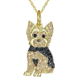 Cute Yorkie Dog Necklace with Rhinestone Accents – Adorable Puppy Pendant for Dog Lovers | Yorkshire Terrier Jewelry Gift