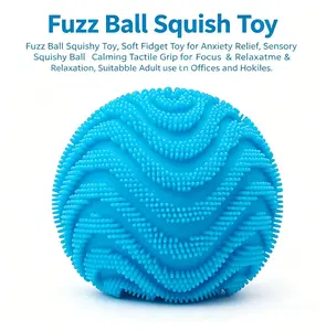 Fuzz Squishy Stress Ball, Slow Rising Memory Foam Fidget Squishy Fuzz BallsSensory Squishy Ball Calming Tactile Grip, Adults Anxiety Relief Squeeze Ball