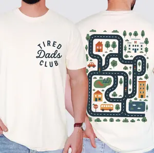 Tired Dads Club Shirt 2 Sides, Funny Dad Shirt, Play Cars On Dads Back, Mat Road Car Race Track Shirt, Father's Day Gift, Regular Fit Short Sleeve Tee