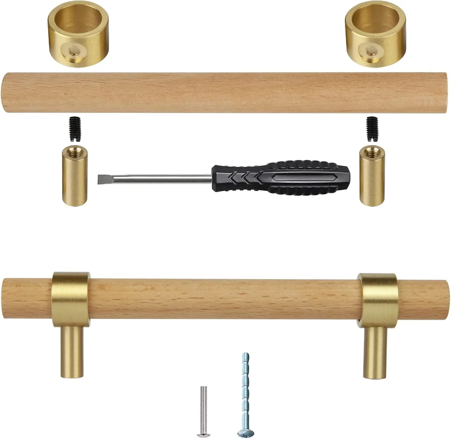 Brushed Brass Base Adjustable Double Drawer Hole Kitchen Cabinet Handles, 3-5in Center Adjust 4-Set Unfinished DIY Drawer Pulls for Dresser, Desk (1.7oz/48g for DIY Enthusiasts), Restore