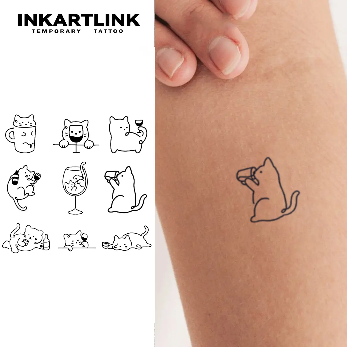 INKARTLINK Tattoo Tech, 2 Sheets Semi-Permanent Temporary Tattoos, Line Design-6, Adult Art Design,Lasts 1-2 Weeks, Waterproof, Realistic Look, No Adhesive, No Reflection,For Man And Woman,Ideal for Swimming, Party