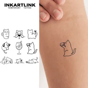 INKARTLINK Tattoo Tech, 2 Sheets Semi-Permanent Temporary Tattoos, Line Design-6, Adult Art Design,Lasts 1-2 Weeks, Waterproof, Realistic Look, No Adhesive, No Reflection,For Man And Woman,Ideal for Swimming, Party