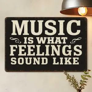 Retro Rock Music-Themed Metal Tin Sign Wall Art, Vintage Aluminum Decor, Distressed Finish, 8x12/12x8/8" Sizes, Studio & Music Room Decor, Home Decoration
