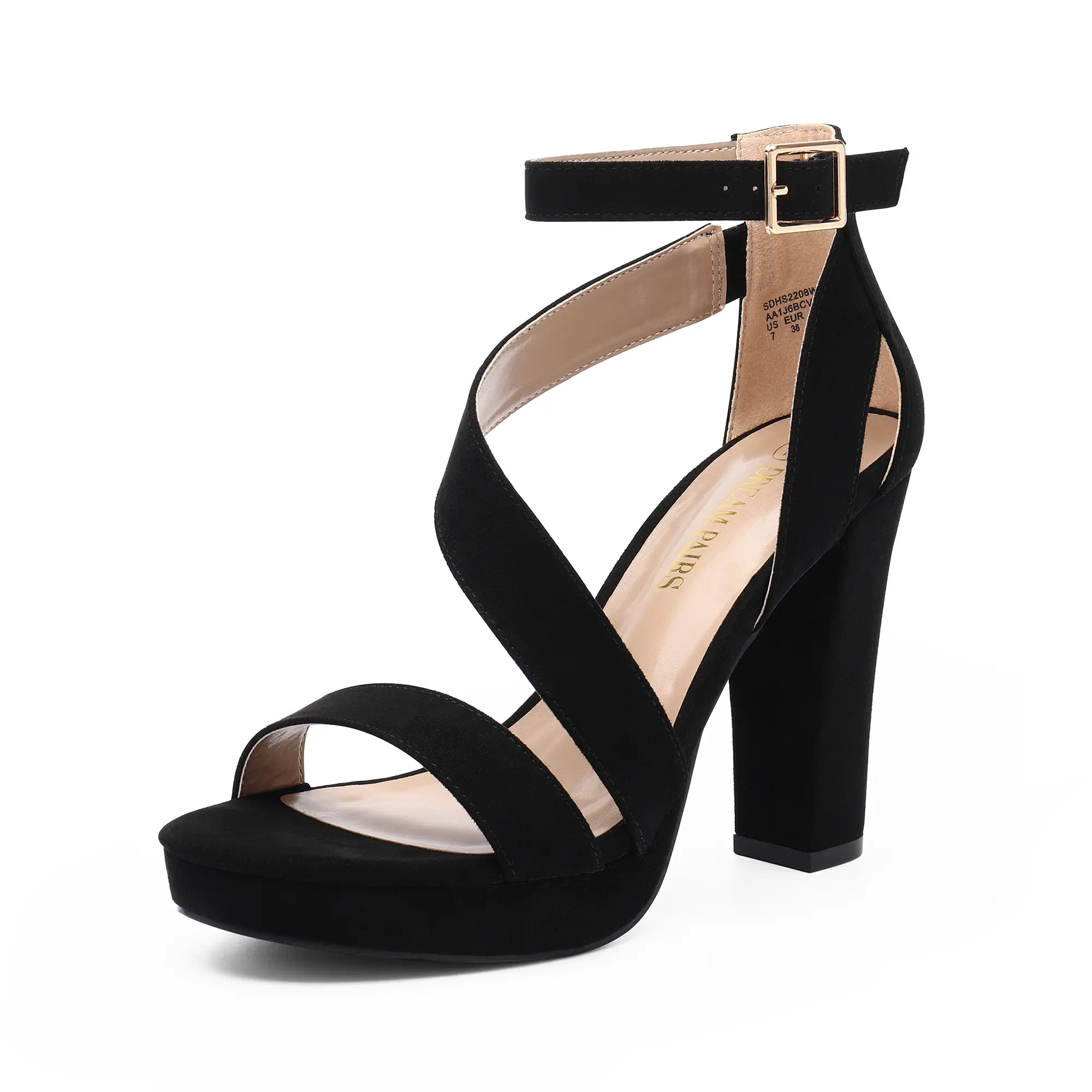 Dream Pairs Heels for Women, Comfortable Open Toe Platform Block Heel Sandals with Ankle Strap, Padded Dress Shoes, Footwear, Chunk, Comfortable Heels