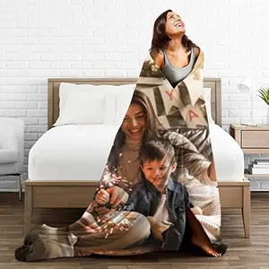 Eyesoul Custom Blanket with Photo Text Personalized Throw Blanket Customized Picture Blanket for Kid Adult Friends Mother Father Personalized Gift Flannel Blanket for Birthday Gifts
