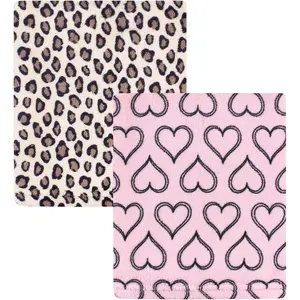 Unisex Baby Plush and Fleece Blanket, Leopard Heart, 30x36 inches