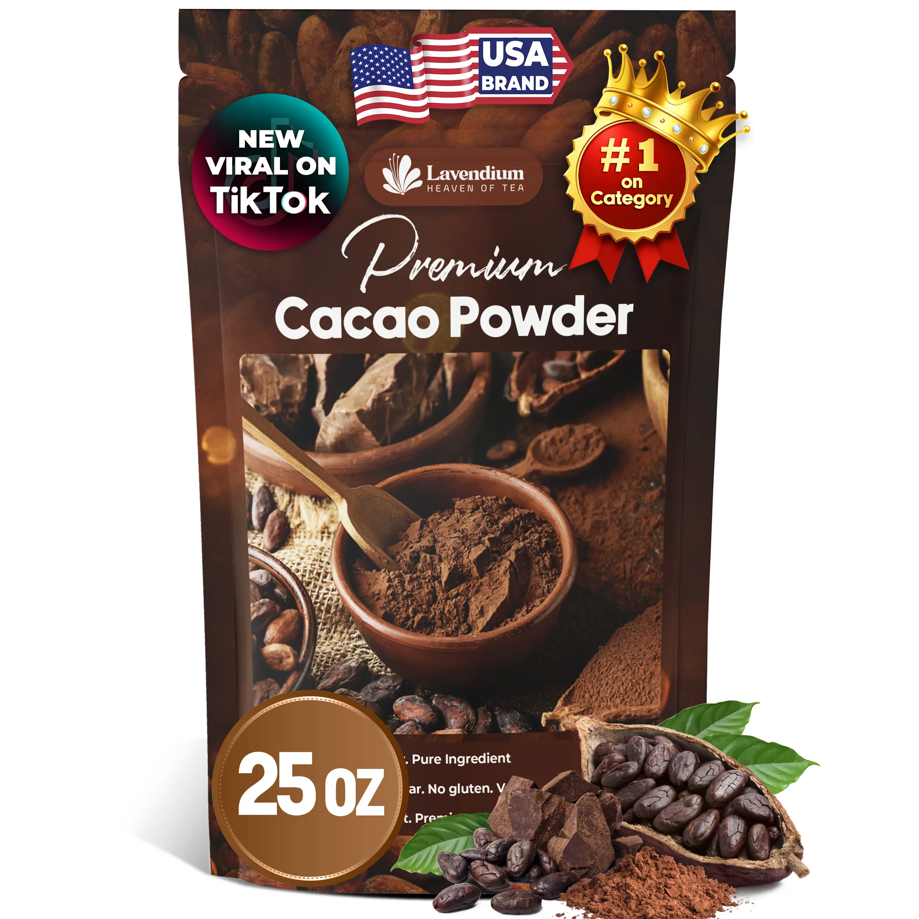 FreshDrinkUS 25oz (1.56 lbs) Cacao Powder, 100% Natural & Pure Cacao Powder, Unsweetened Cacao Powder, Rich Chocolate Flavor, Perfect for Baking & Smo