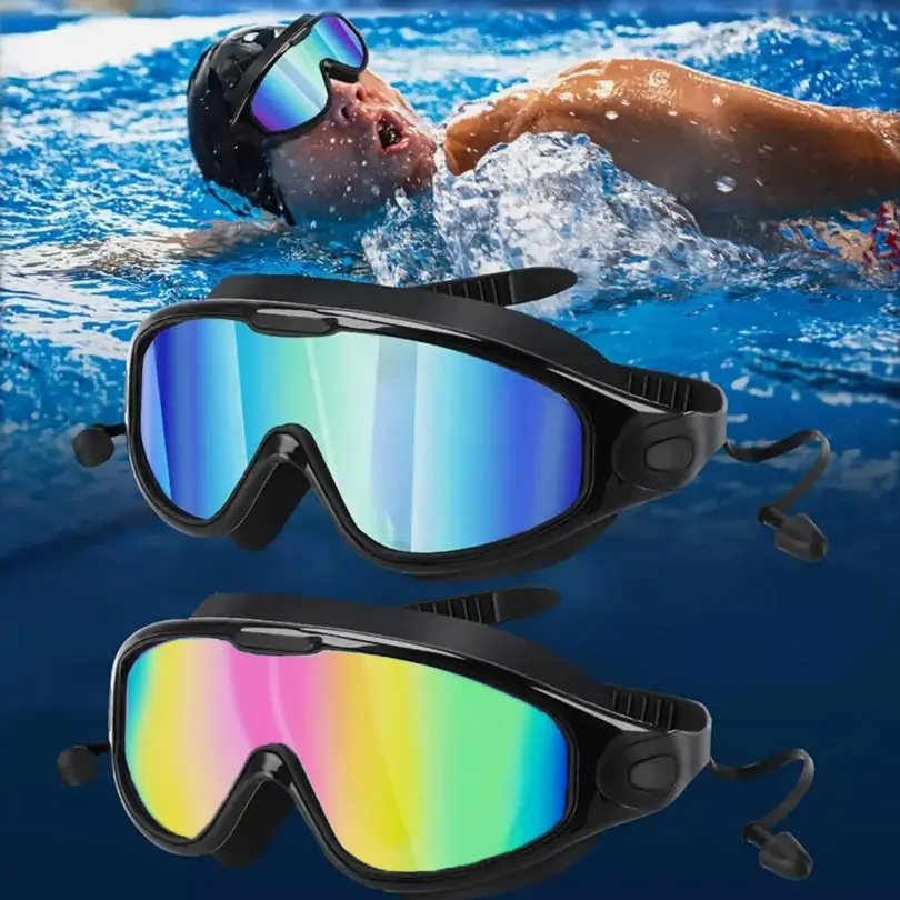 Swim Goggles 2 Pack - Wide View Anti-Fog & UV, No Leaking Swim Glasses for Men, Women, Kids Swimming