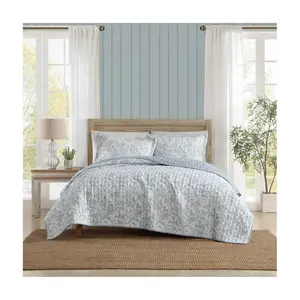 Laura Ashley Amberly Blue Full/Queen Quilt ShamSet