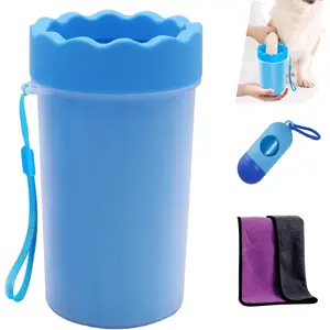 Dog Paw Cleaner,Washer,Pets Foot wash Cup-Pet Foot Cleaner for Small Medium Large Breed Dogs/Cats Pet Clean Paws Miracle Tool(with 1 Towel& 1Brush) Blue (Cup-2) (Cup-2)