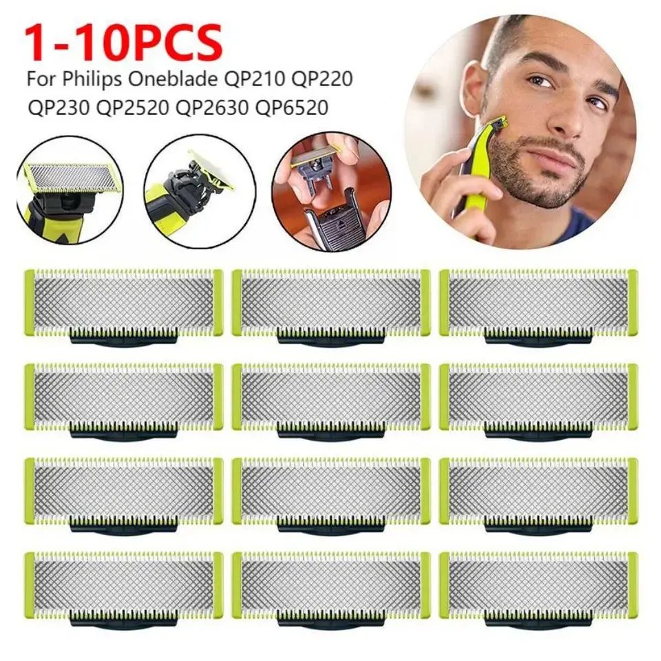 Replacement Blades Compatible with OneBlade QP2523/6523/2527/2520/2533/2630/6520 Models, Durable and Efficient Hair-Removal Blades for Face Shaver, Shaver Attachments, Shaving Accessories