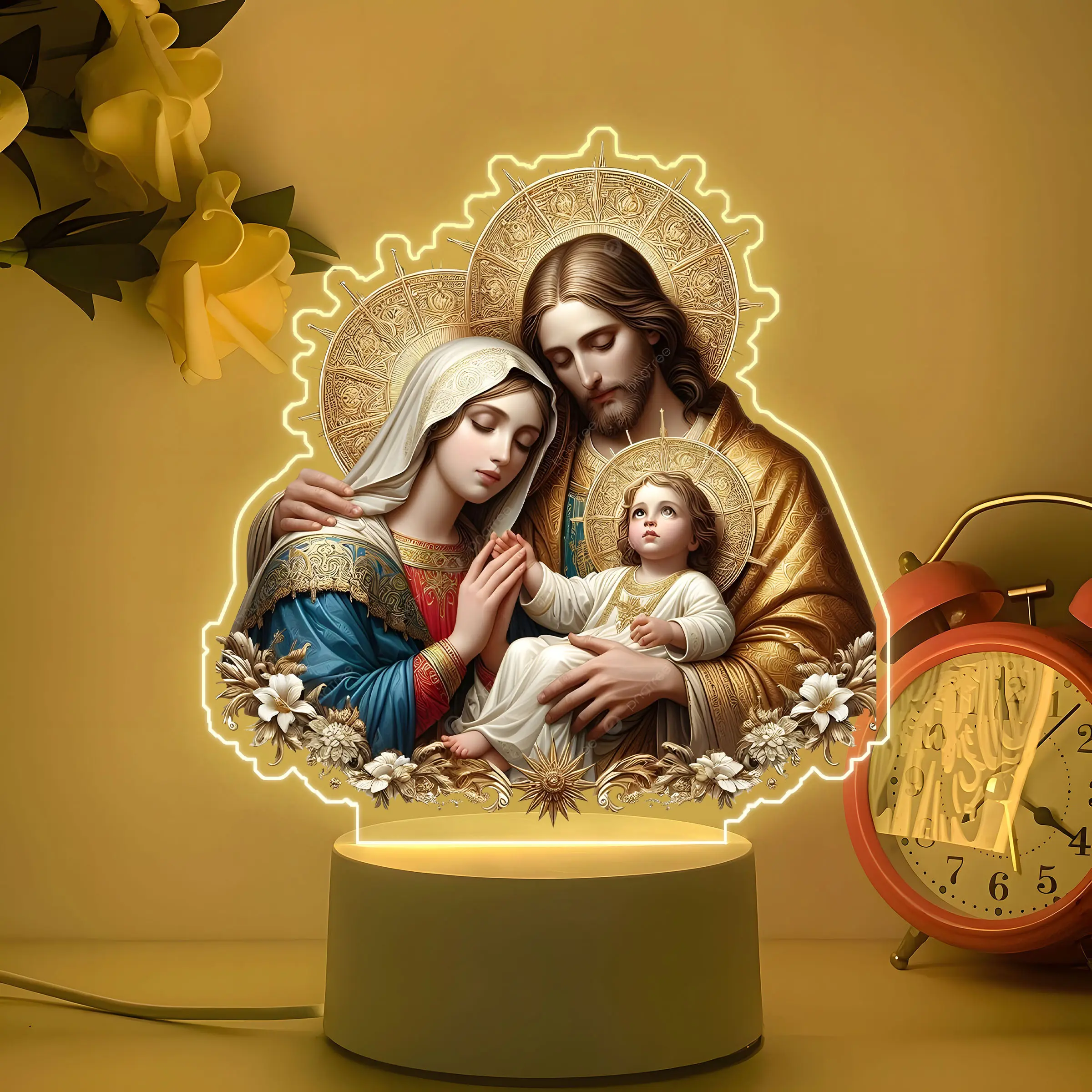 Acrylic LED Decorative Night Light, Jesus Birth Scene, Christmas Theme, USB Powered, Warm Light, Button Control, Perfect for Bedroom Decor, Home Decor Light, Led Nightlight, Led Night Lights