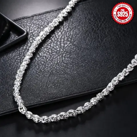 925 Sterling Silver-Plated Rope Twist Design Necklace - Lobster Clasp, Elegant Unisex Adults' Statement Piece, Casual Daily Wear Costume Jewelry for Coordinated Look