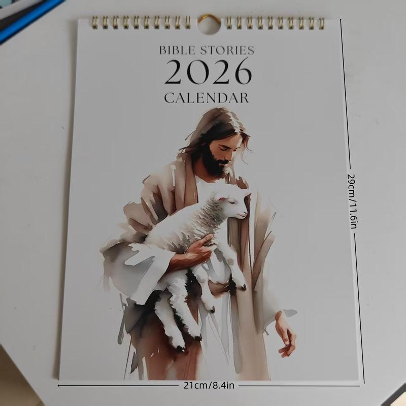 2026 Jesus and Lamb Calendar, Printable Bible Poster Image Calendar, Living Room Decor, Bedroom Modern Decoration