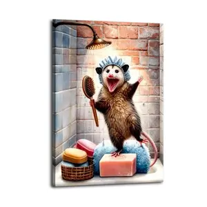 Possum Print Bathroom Art Vintage Wall Art Aesthetic Poster Retro Minimalist Line Drawing Print Creates A Calm and Serene Atmosphere for Your Bedroom Or Office humorous artwork quirky wall decor