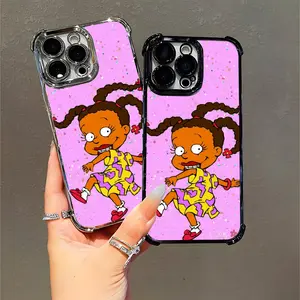 Rugrats Susie Carmichael Cartoon Phone Case with Glitter Background, Playful Design for Kids Teens Women, Compatible with iPhone 11/12/13/14/15/16 (Pro Max/Plus)