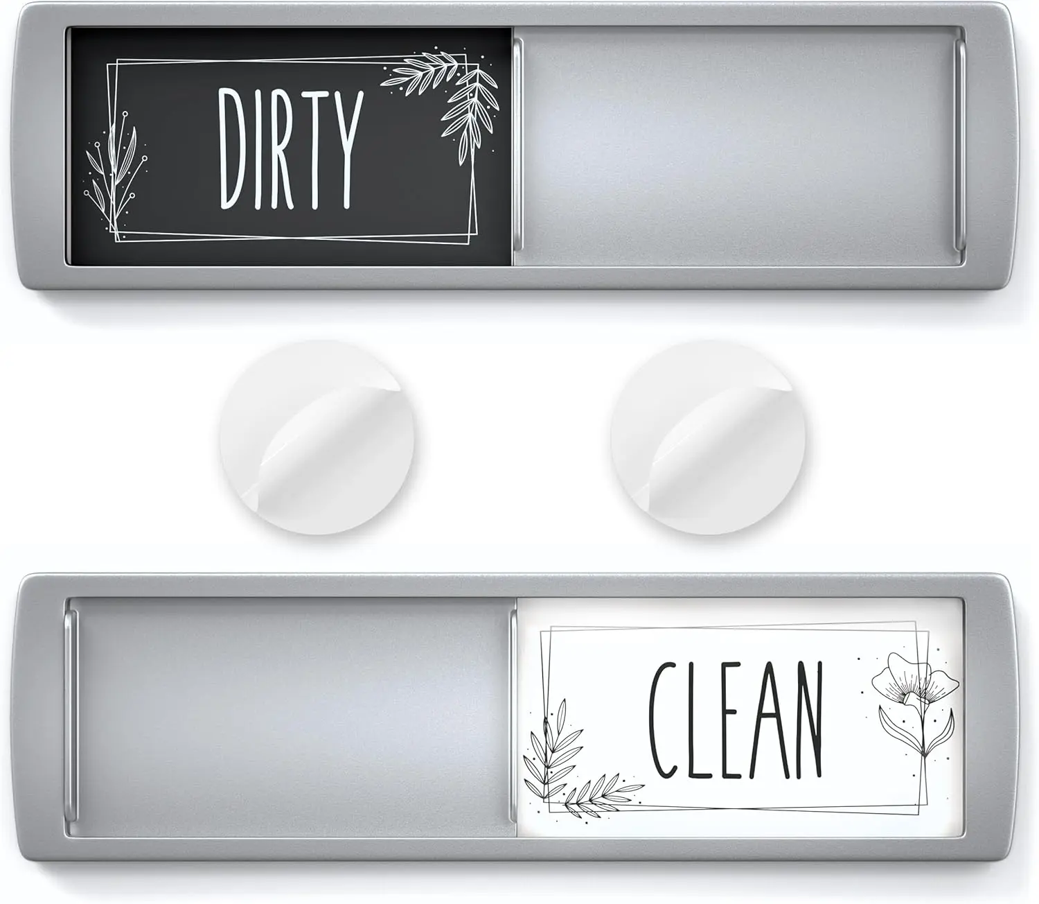 SIGNS Stylish Clean Dirty Magnet for Dishwasher 7 x 2 Inch - Non-Scratch Dishwasher Magnet Clean Dirty Sign for Kitchen with Sliding Indicator - Promotes Family Routines and Organization
