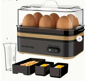 EVOLOOP Rapid Egg Steamer - 6-Egg Capacity, BPA-Free Stainless Steel with Clear Tritan Lid, 400W Electric Egg Cooker for Hard Boiled, Poached, Scrambled, or Omelette, Includes Measurement Cup & 2 Poaching Trays, Auto Shut Off, Egg Cooking