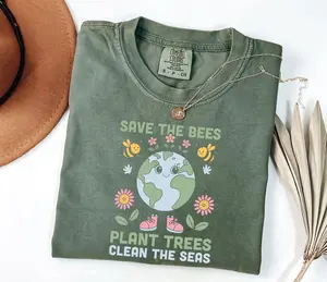 Comfort Colors Popular Nature Lovers T-Shirt, CuteSave The Bees Shirt, Nature Lovers Gift, Cute Earth Day Women Gift, Women Gift