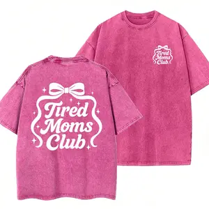 Tired Moms Club Front & Back Washed Cotton Tee/Hoodie, Trendy Women's Tshirt