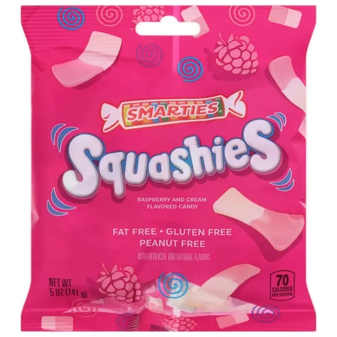 Smarties Squashies Marshmallow Raspberry and Cream Flavored Candy Sweet Snack candied fruits Bonbon Vegetable Chewy Natural Sugar Strawberry