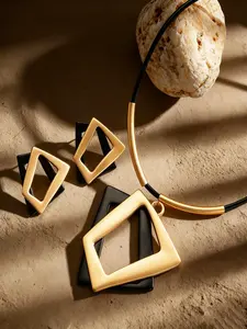 3pc Chunky Necklace Earrings Set for Women, Trendy Geometric Statement Necklace, Dangle Earrings, Vintage Jewelry Set