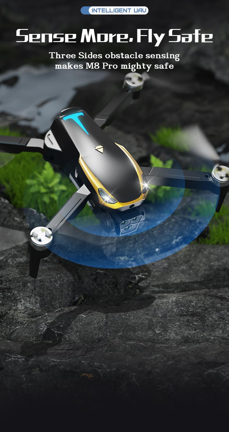 New Upgrade M8 Pro 2026 Drone, 4K EIS High Definition Camera, GPS Navigation, Steady Optical Flow Flight, Auto Return Home, Brushless Motor, Beginner Easy Control