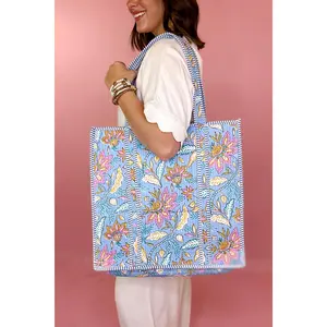 XL Quilted Tote - Pastel Petals