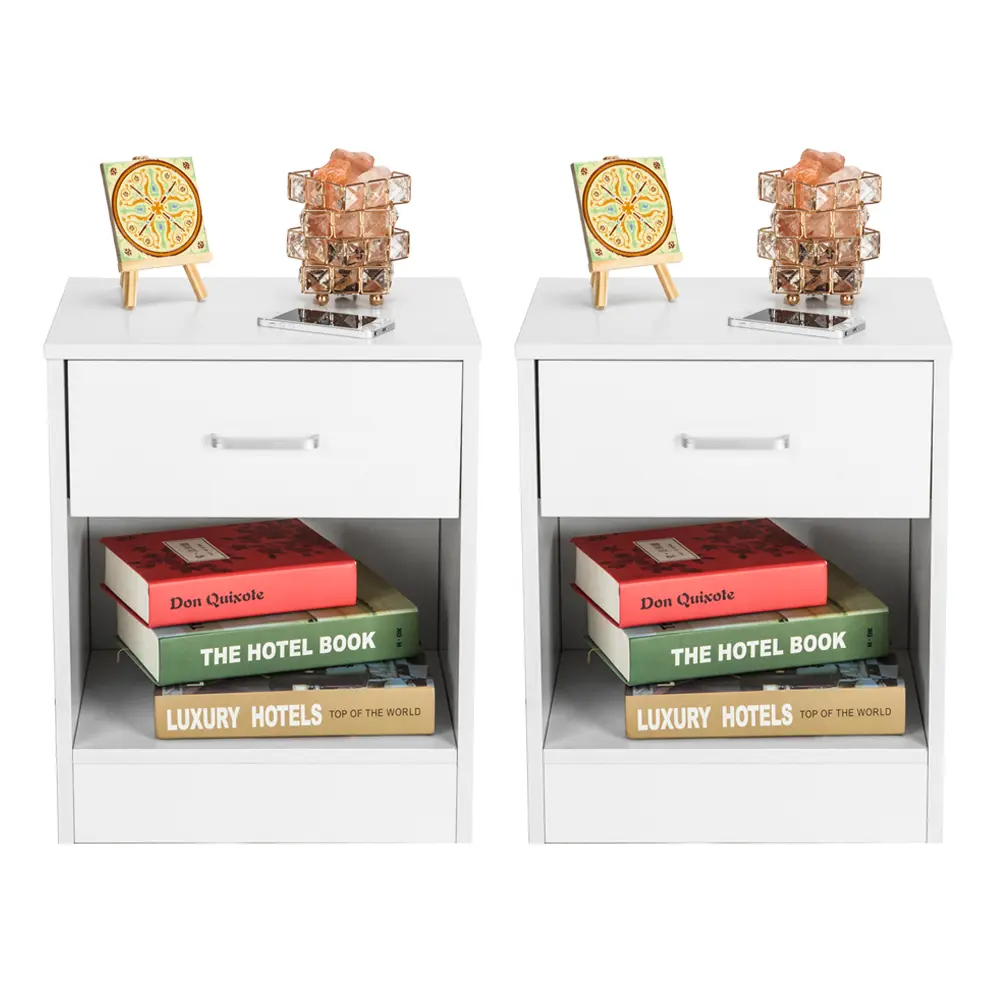 2pcs High-Quality Contemporary Flat-Top Flexible Drawer-Equipped Minimalist Bedside Tables, Indoor Furniture Night Stands (Pre-Assembled), High-Quality Bedside Tables, Contemporary Bedside Tables