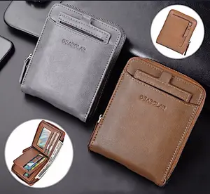 Mens RFID Blocking Leather Bifold Wallet Credit Card ID Holder Zip Around Purse