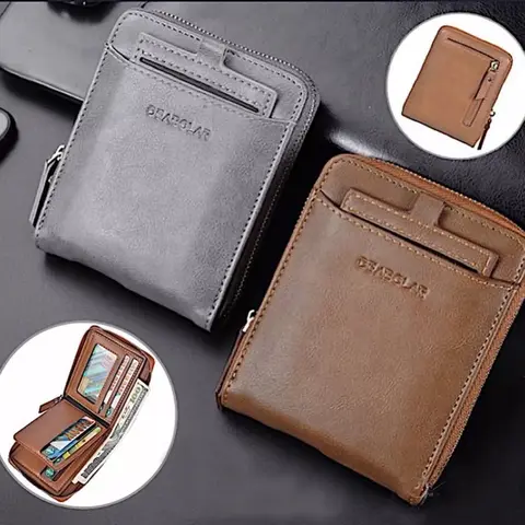 Mens RFID Blocking Leather Bifold Wallet Credit Card ID Holder Zip Around Purse