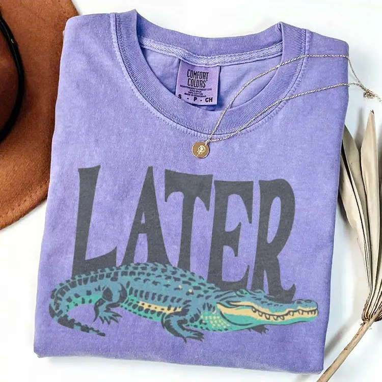 Comfort Colors Later Gator Vintage 90s T-Shirt, Retro Style Shirt, Funny Graphic Alligator Tee, Gift For Him Or Her Top Tshirt Casual